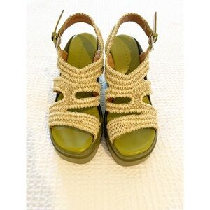 Clergerie Raffia slingback block heels